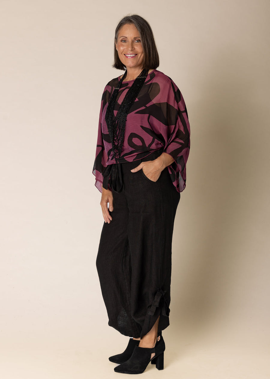 Gabriella Linen Pants in Onyx