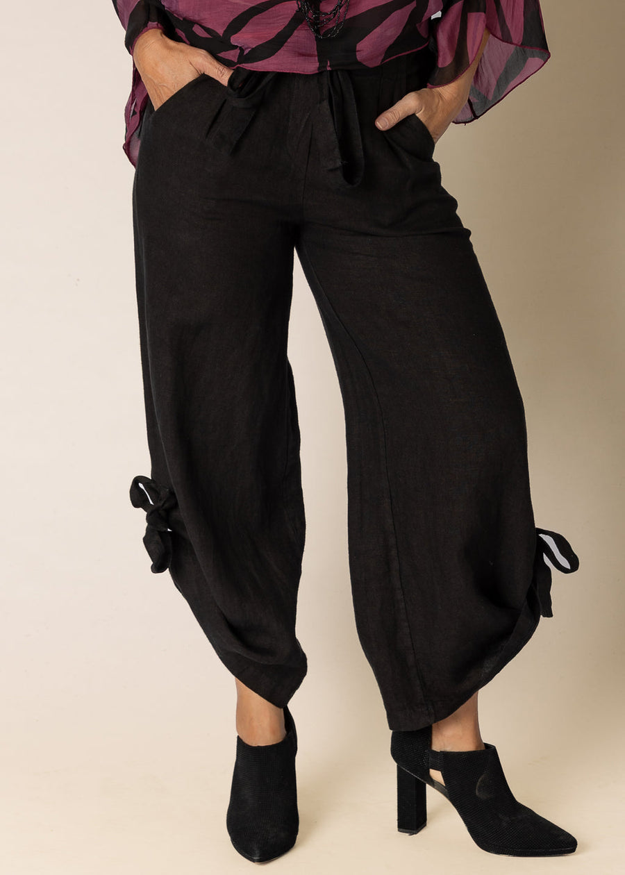 Gabriella Linen Pants in Onyx