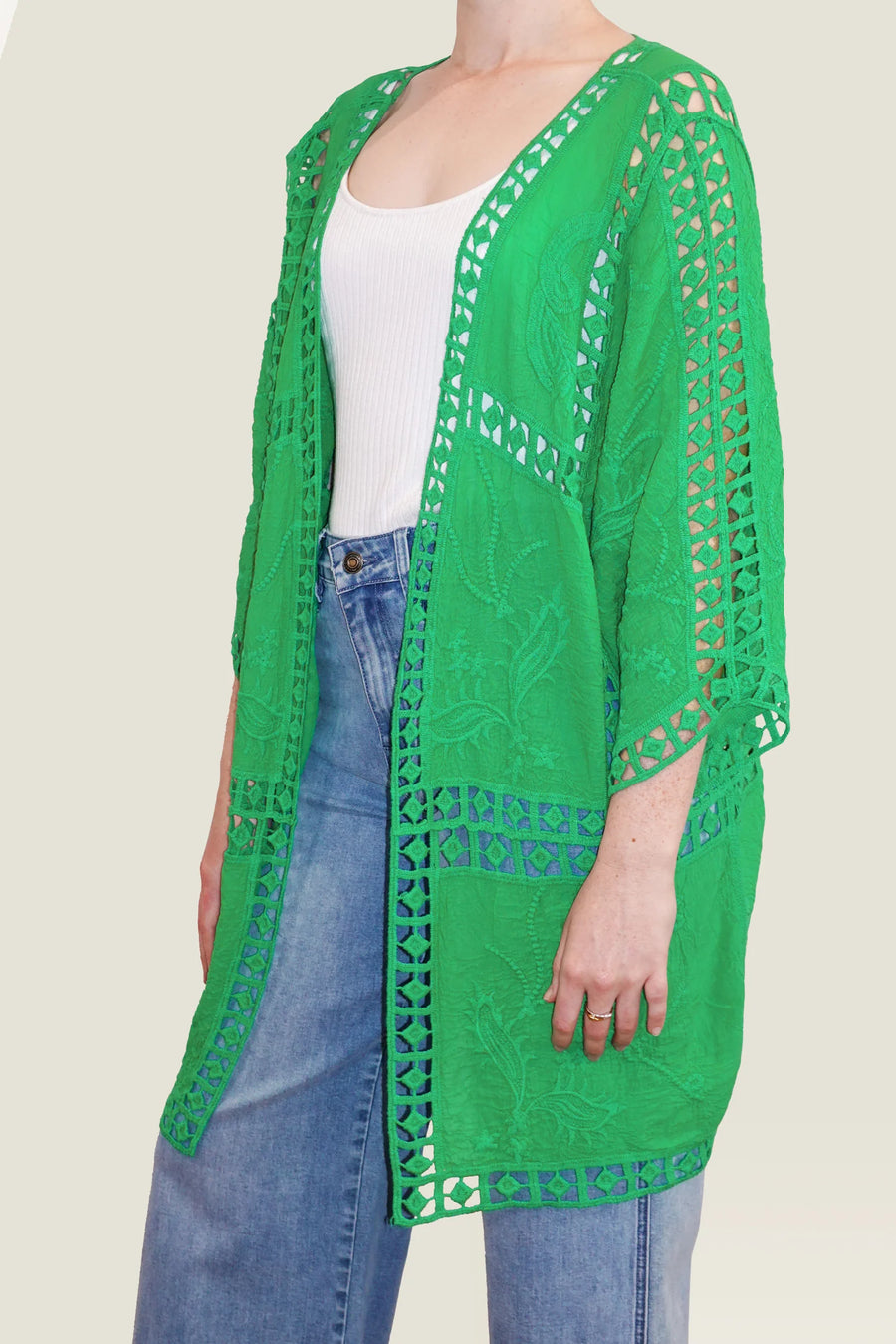 Oline Lace Kimono - Green