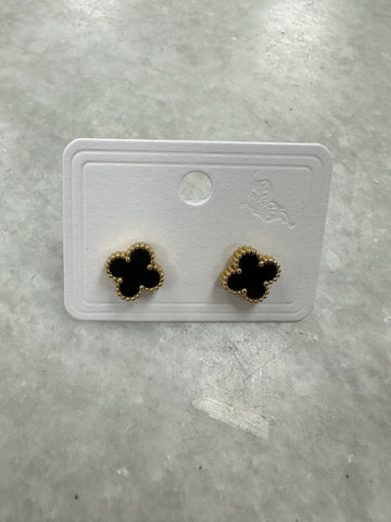 Black Cross Earrings - Gold