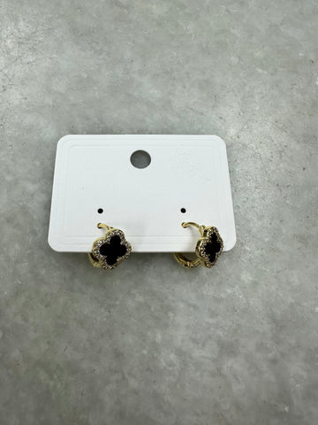Black Cross Hoop - Gold