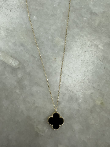 Fine Chain Black Small Cross Necklace - Gold