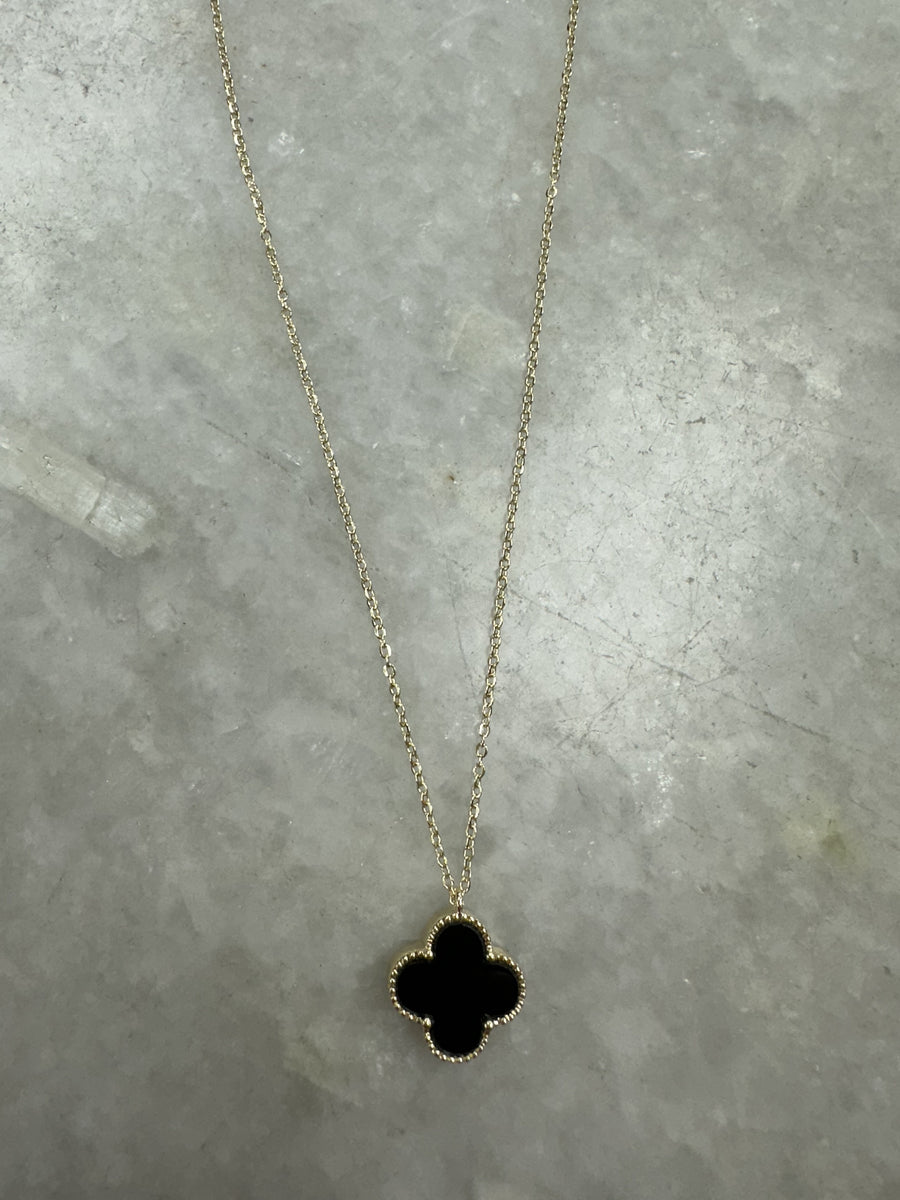 Fine Chain Black Small Cross Necklace - Gold