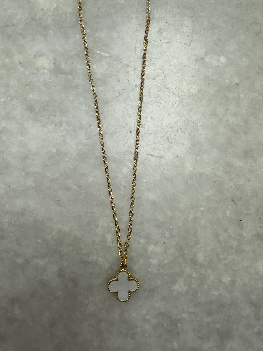 Fine Chain White Small Cross Necklace - Gold
