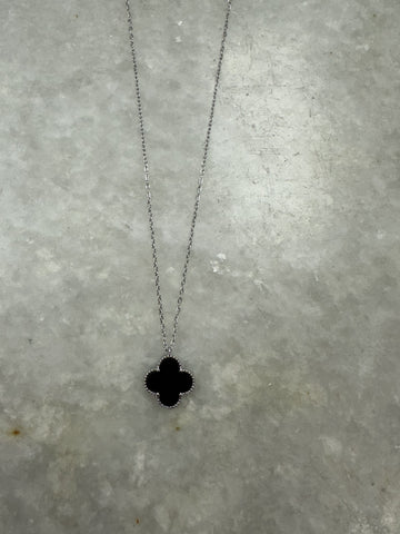 Fine Chain Black Small Cross - Silver