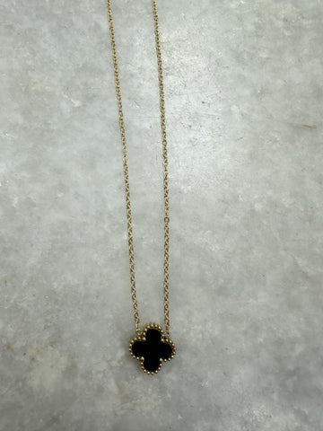 Black Large Cross Necklace - Gold