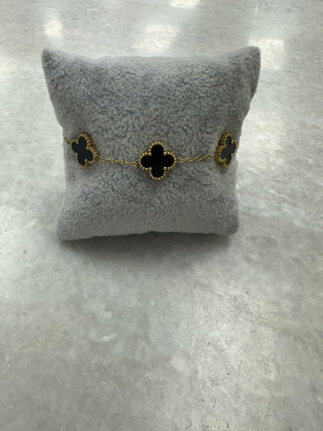 Black 3 Cross Bracelet - Gold