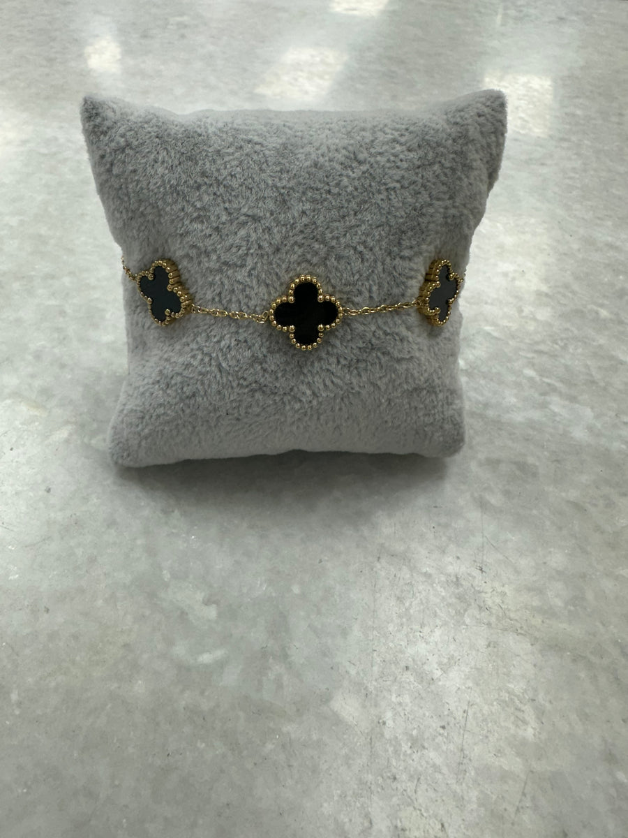 Black 3 Cross Bracelet - Gold