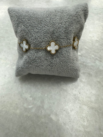 White 3 Cross Bracelet - Gold