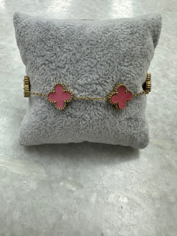Pink 5 Cross Bracelet - Gold
