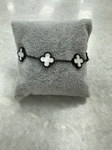 White 5 Cross Bracelet - Black