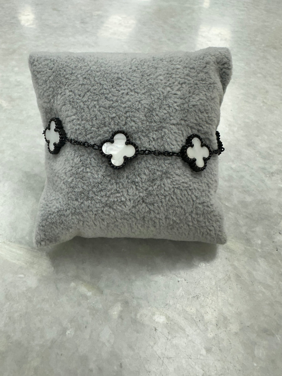 White 5 Cross Bracelet - Black