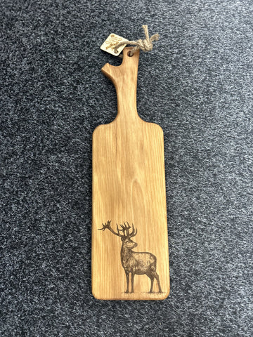 Laser Engraved Rimu Paddle Board with Branch Handle- Stag