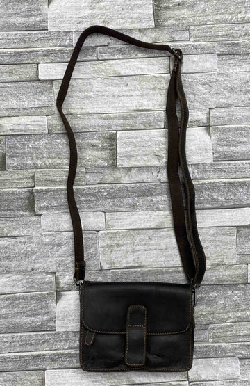 Leather Mobile Pouch Bag - Brown