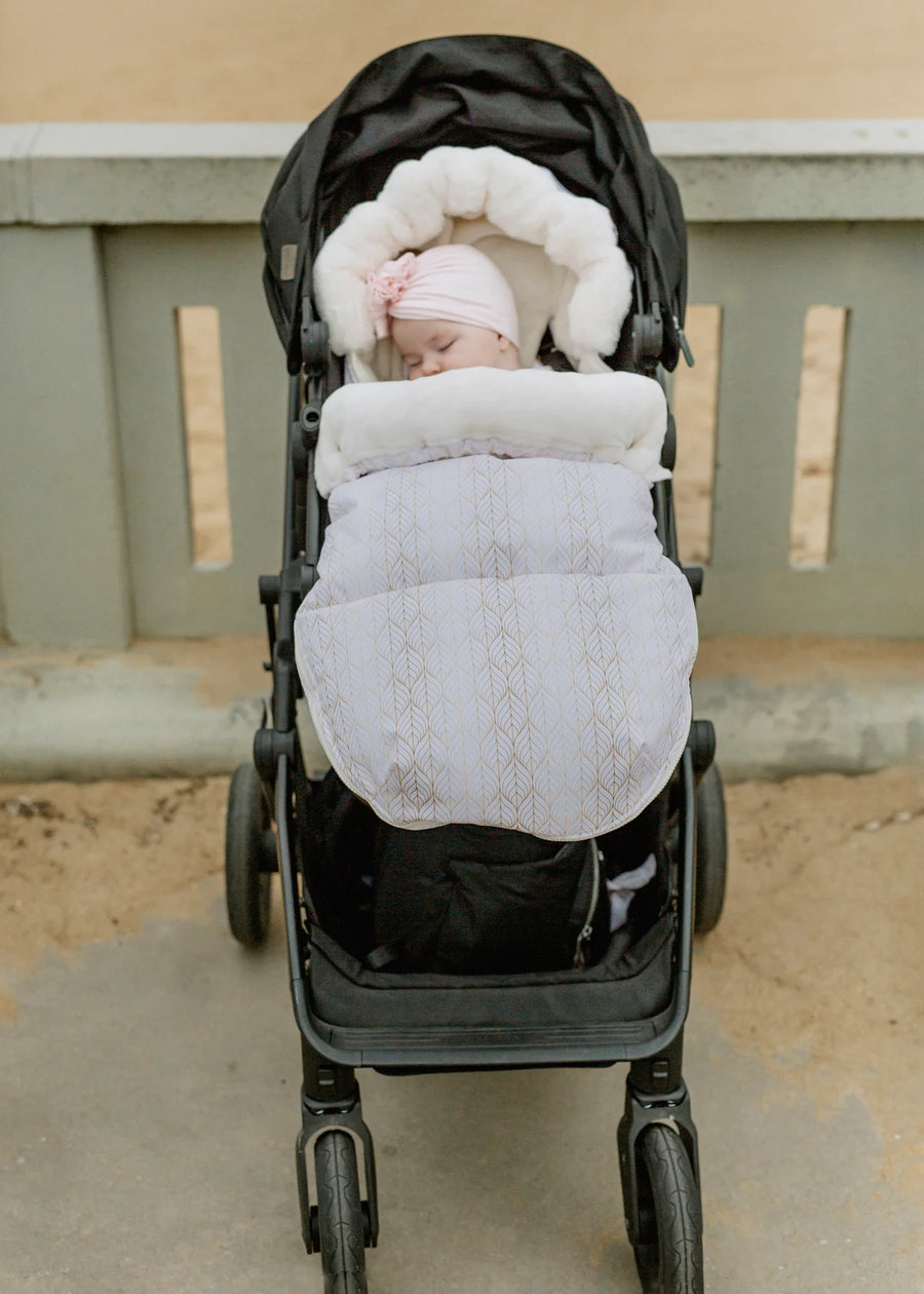 Nordic Footmuff Pram Liner - White Gold