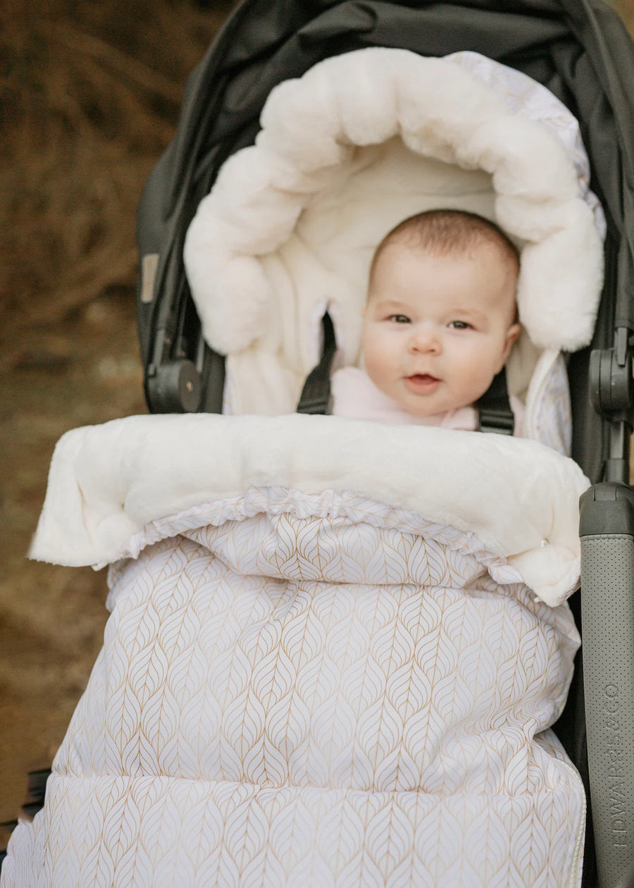 Nordic Footmuff Pram Liner - White Gold