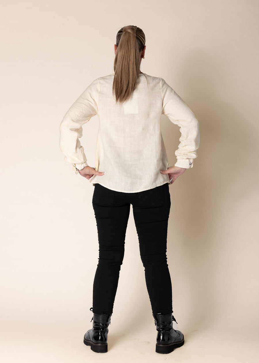 Karily Linen Top in Cream