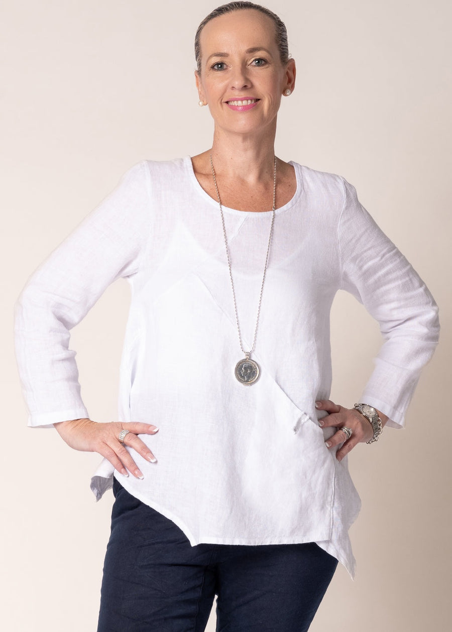 Kartely Linen Top in White