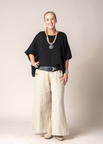 Mallory Linen Top in Onyx