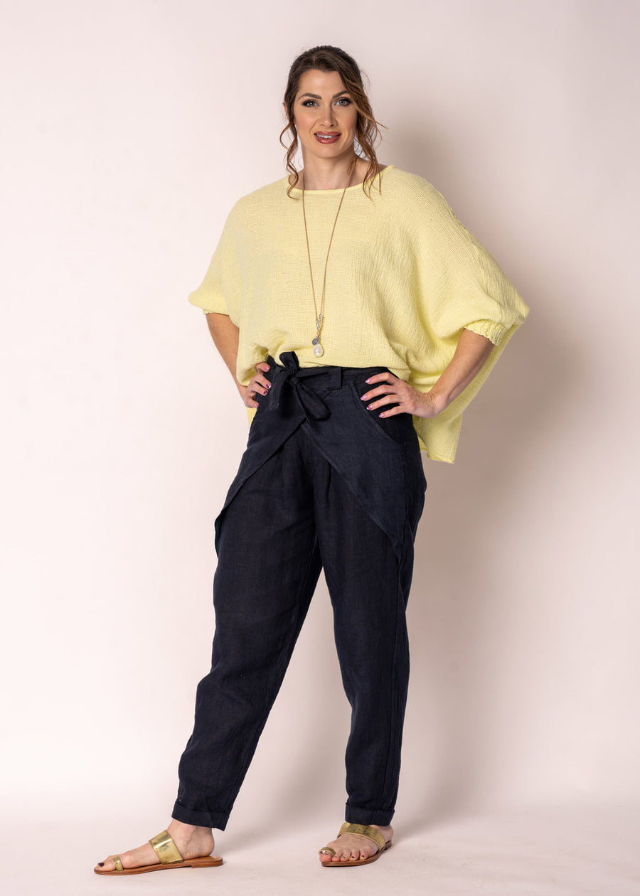 Mallory Linen Top in Lucca Lemon