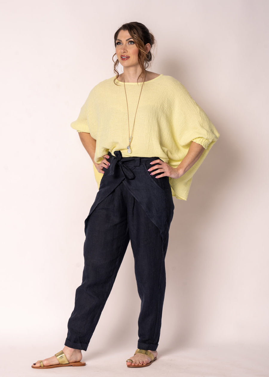 Mallory Linen Top in Lucca Lemon