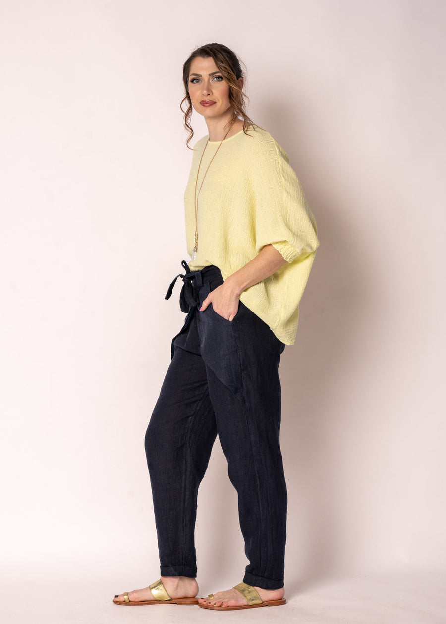 Mallory Linen Top in Lucca Lemon