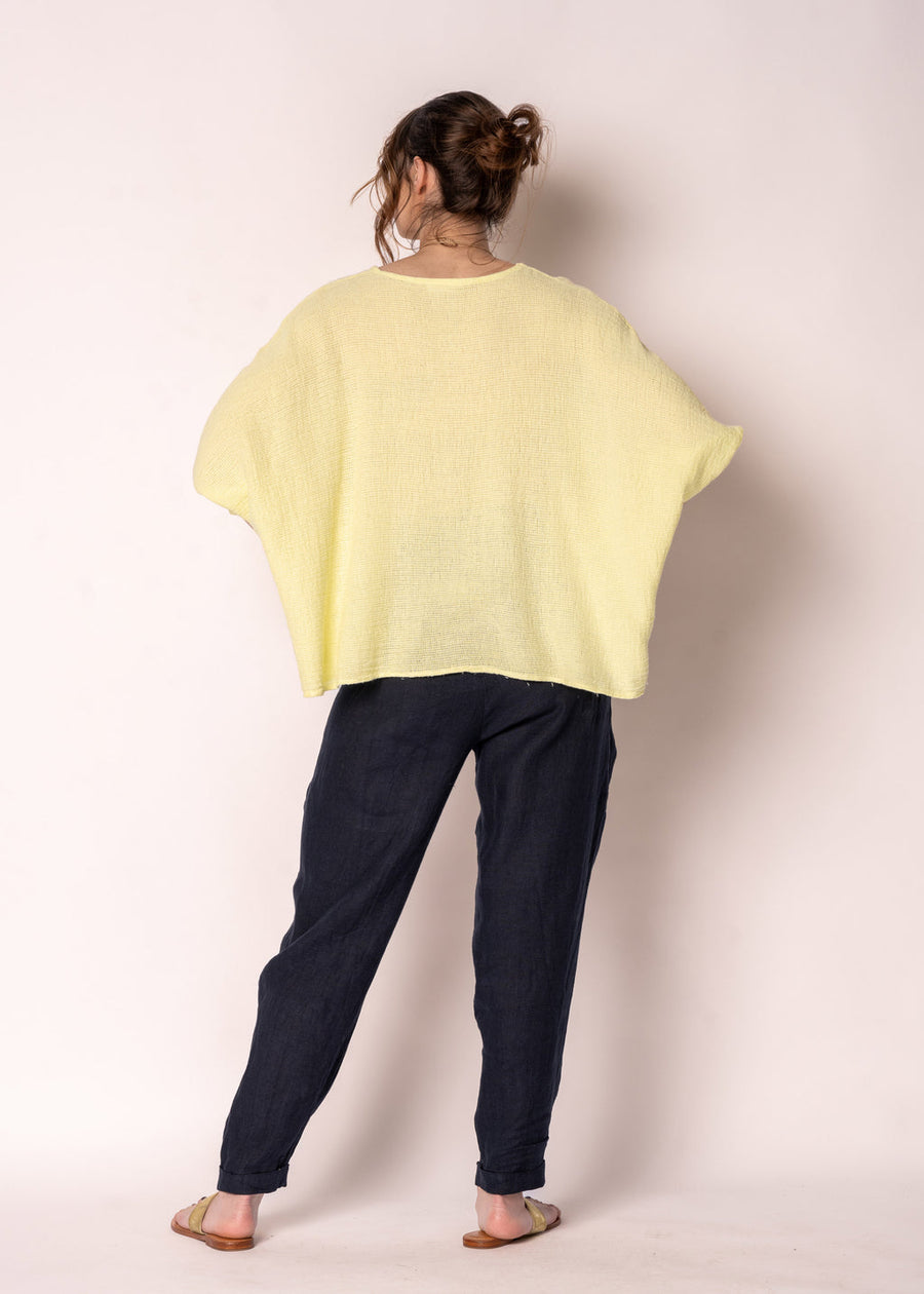 Mallory Linen Top in Lucca Lemon