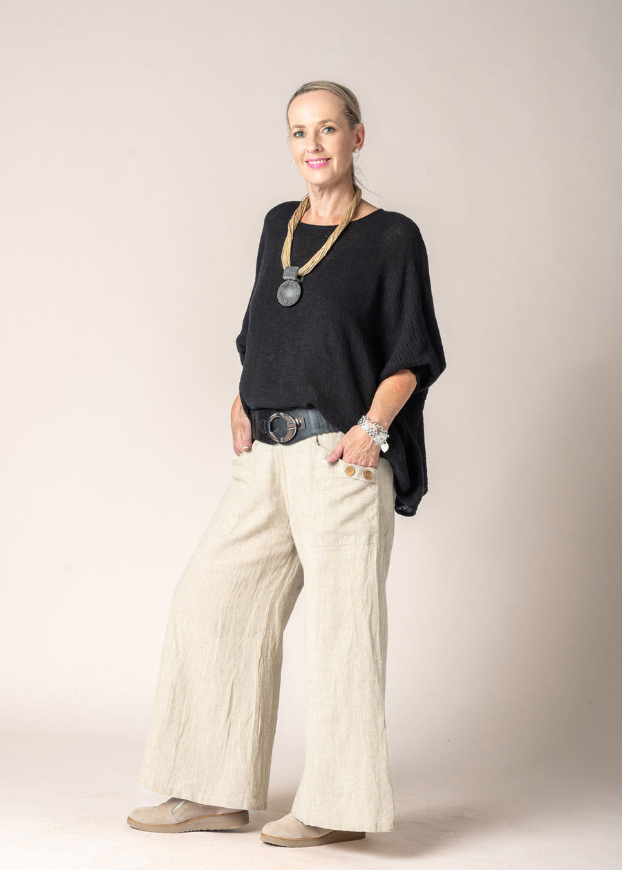 Mallory Linen Top in Onyx