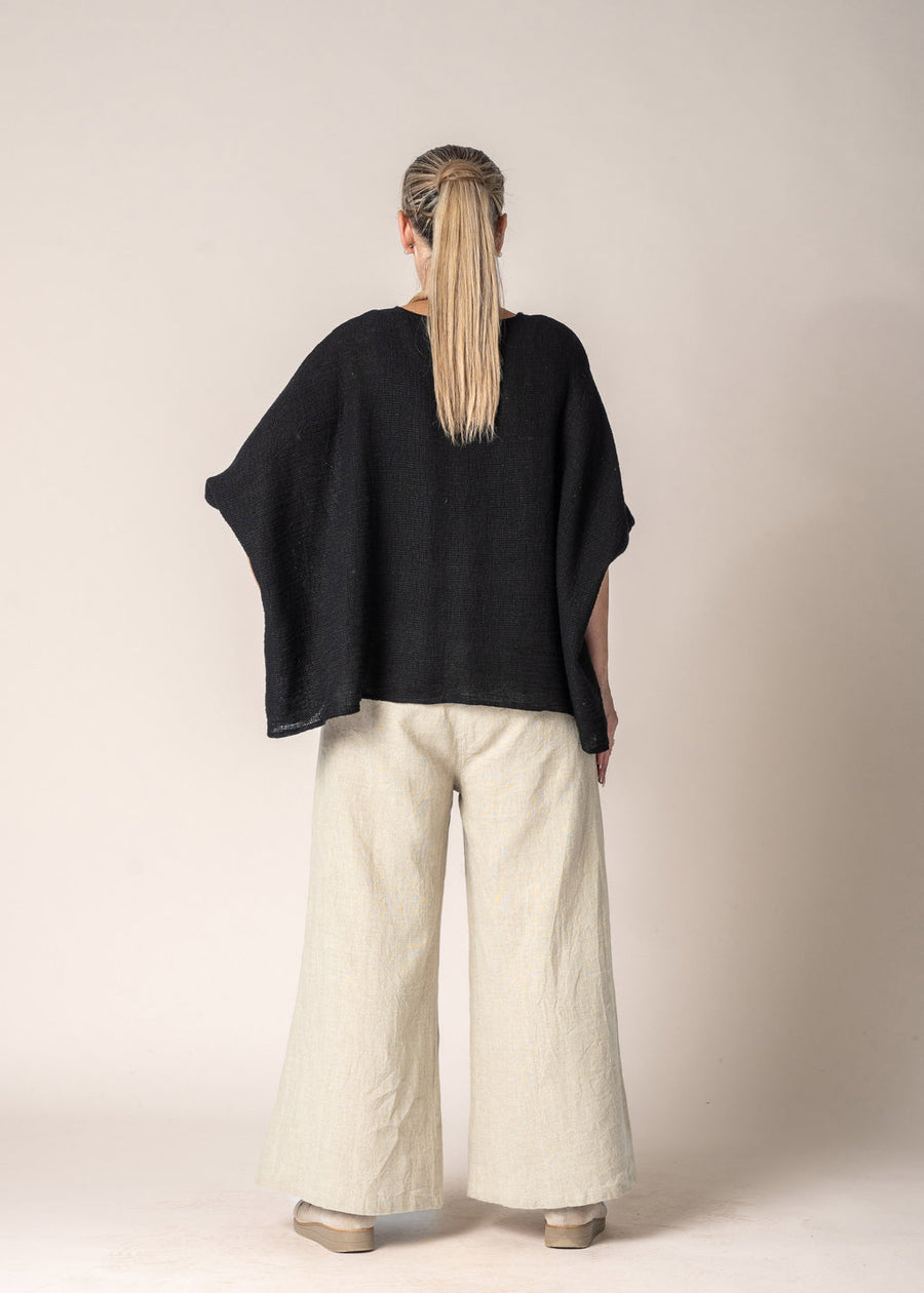 Mallory Linen Top in Onyx