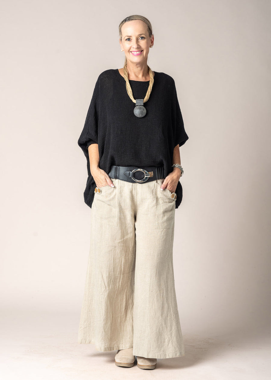 Mallory Linen Top in Onyx