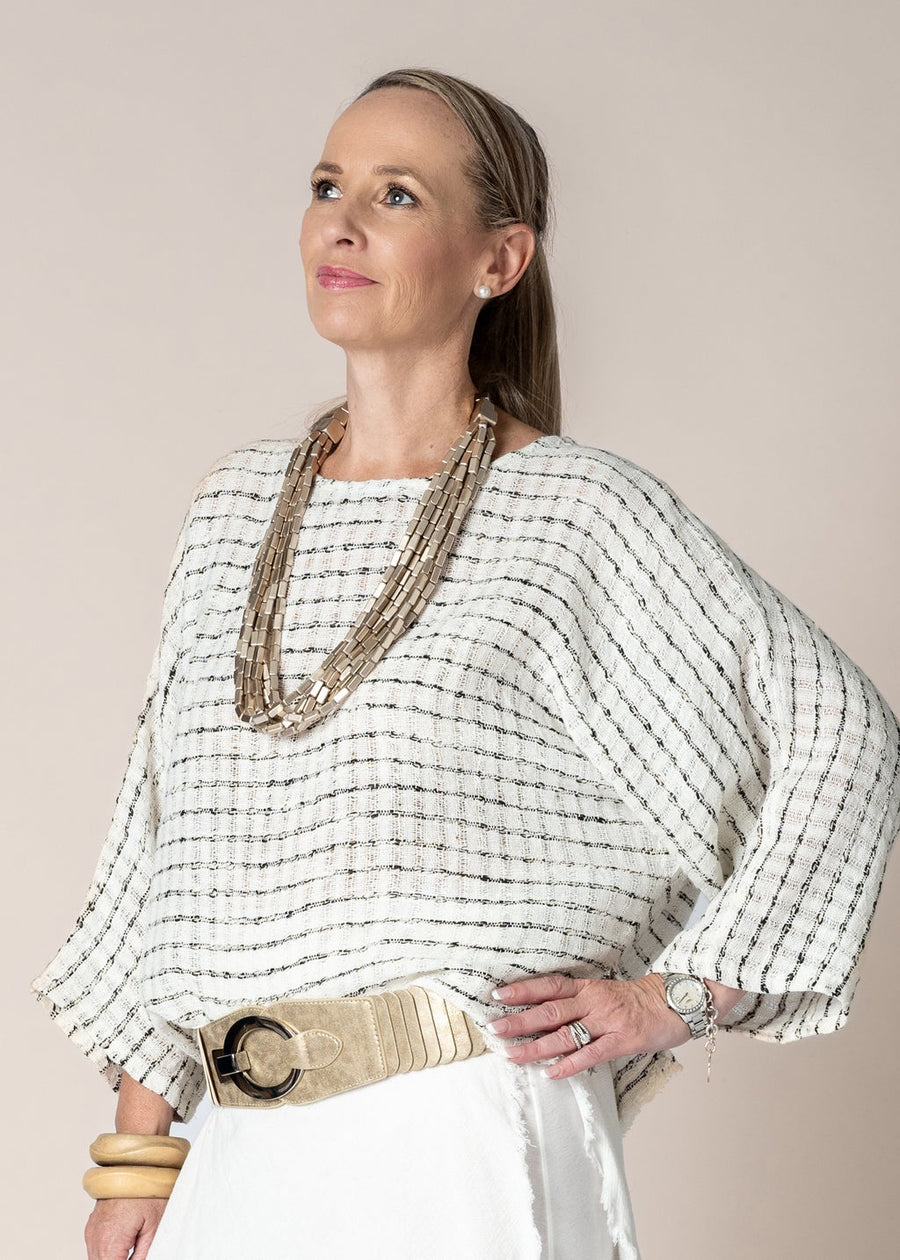 Naida Linen Top in Cream