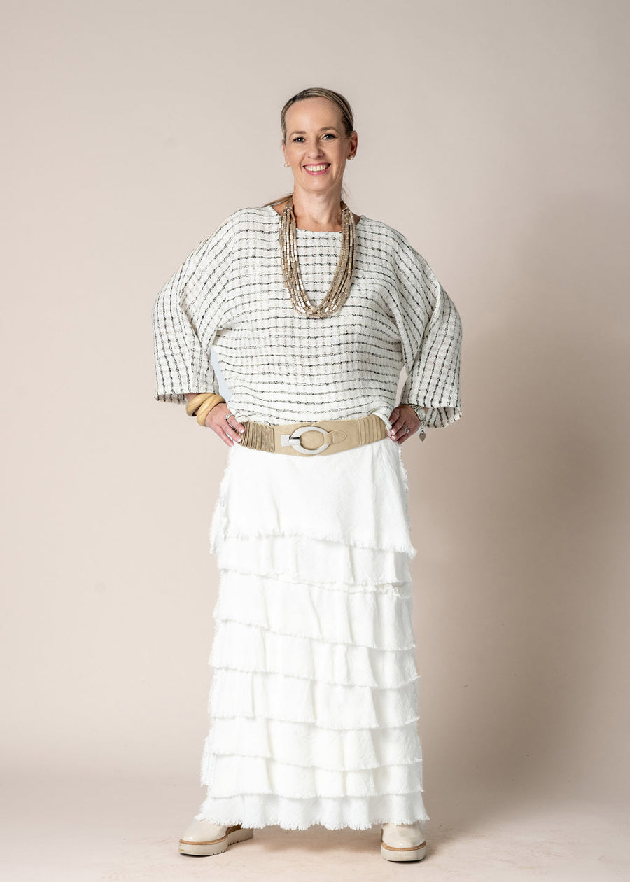 Naida Linen Top in Cream