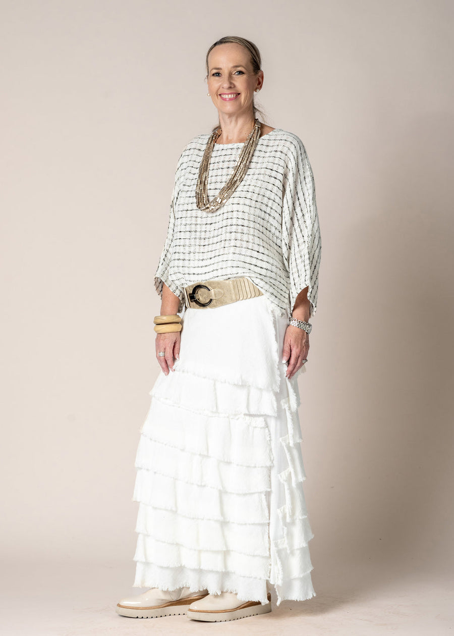 Naida Linen Top in Cream