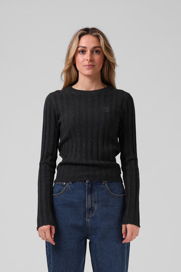 Knitted Long Sleeve - Black Marl