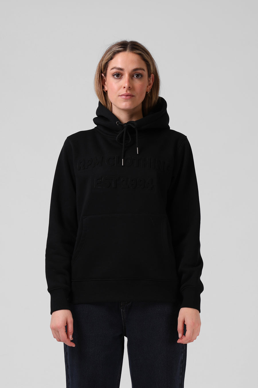 Emboss Print Hood - Black