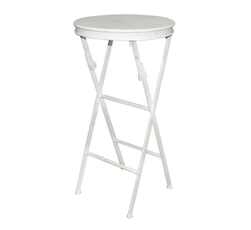 Folding Side Table Tall White