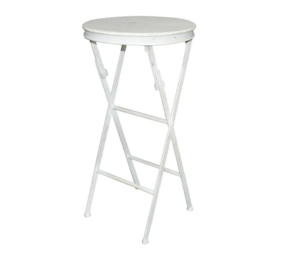 Folding Side Table Tall White