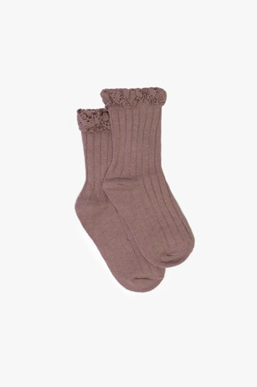 Bambino Sock - Lace Frill Dusty Rose