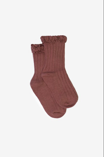 Bambino Sock - Lace Frill Rosewood