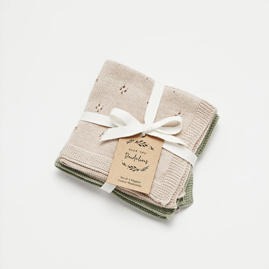 Organic Cotton Wash Cloth Set - Fawn