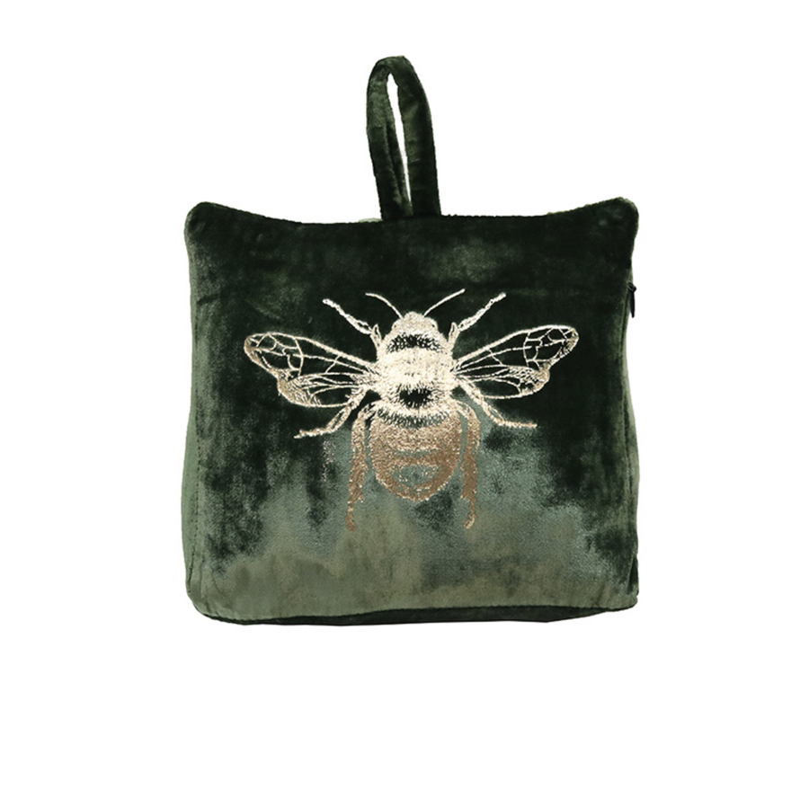 Velvet Bee Doorstop - Green/Gold