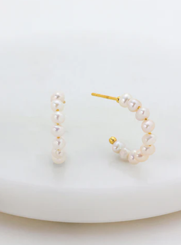 Ally Pearl Hoop Earring - Gold