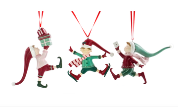 North Pole Tree Hangers - Playful Elves/Skates