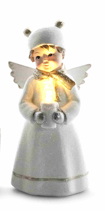 North Pole White Angel with Light Up Candle