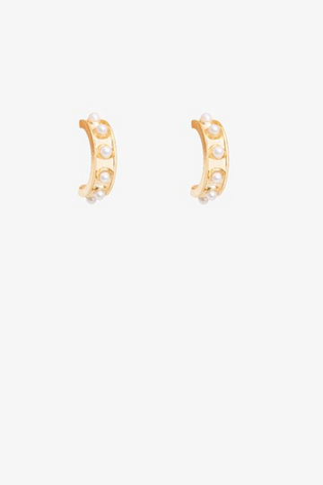 Pearl Half Hoop Earring - Gold
