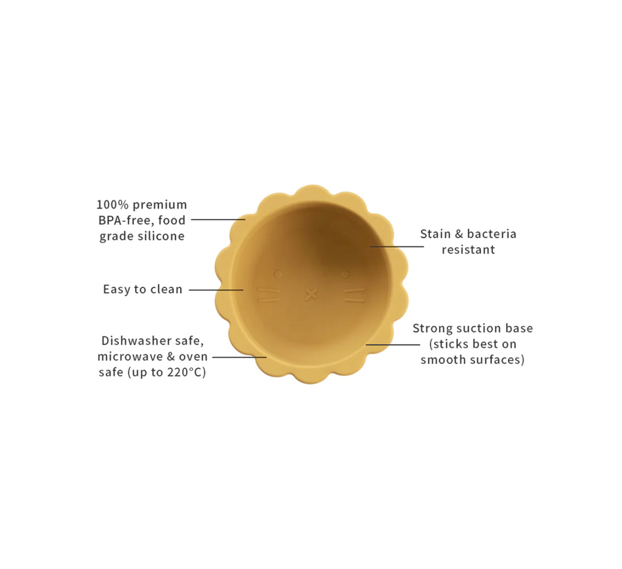 Silicone Suction Lion Bowl - Mustard