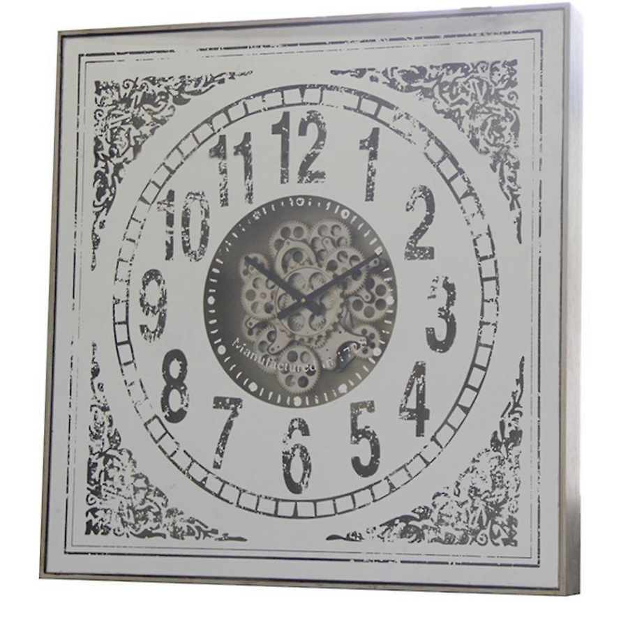 Square Mirrored Cog Clock - 82cm