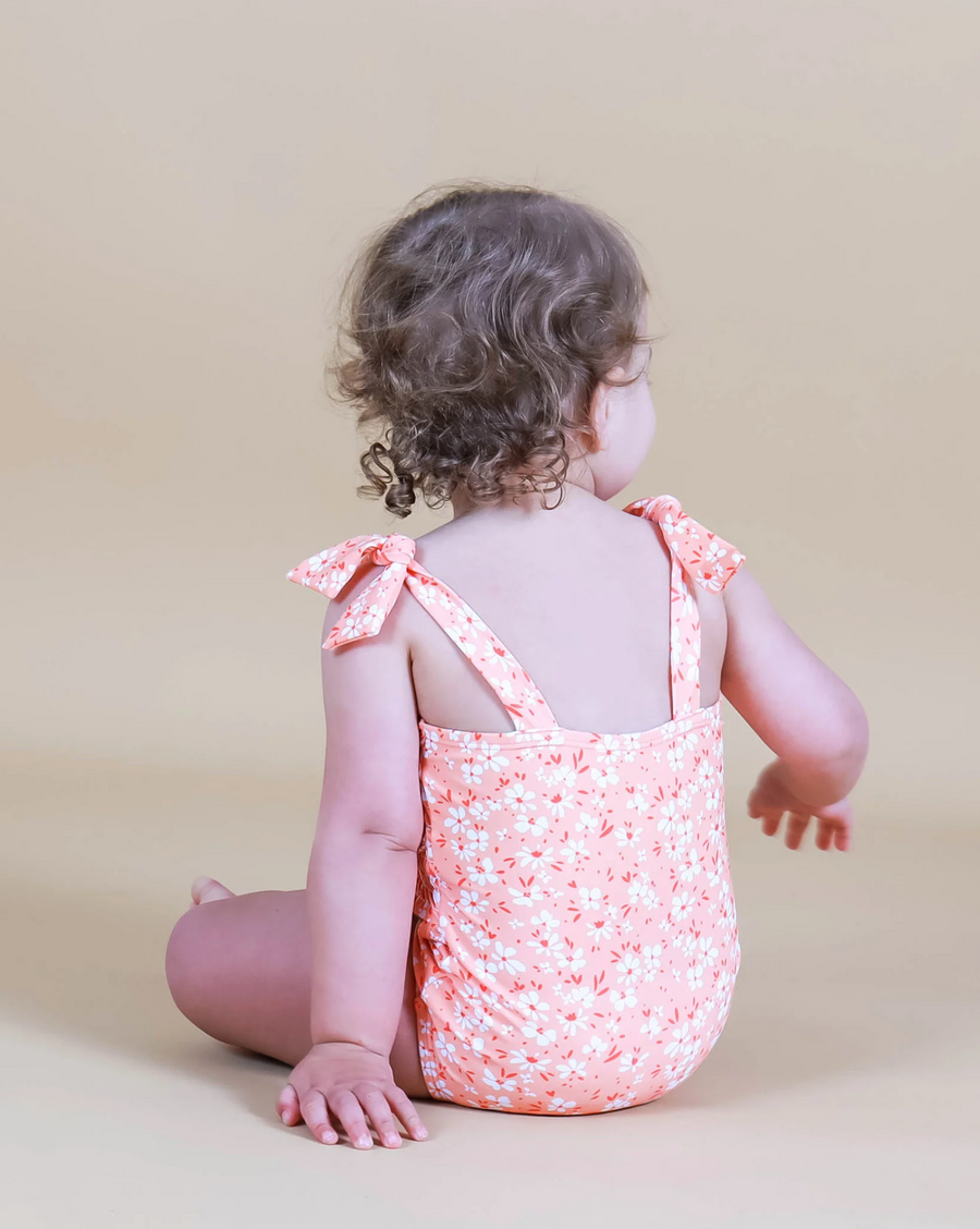 Petite Floral Smocked Tie Swim