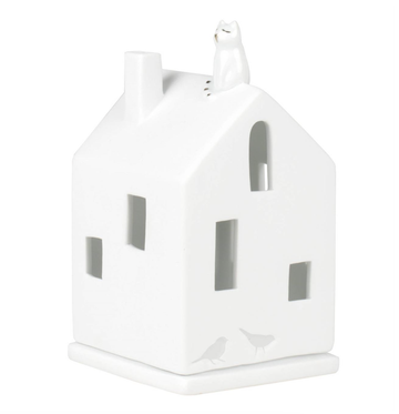 Cat On Roof - Porcelain Tealight House