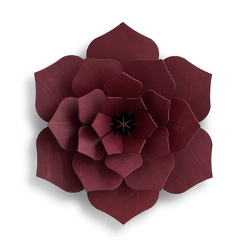 3D Wooden Decoration Flower, 15cm - Dark Red